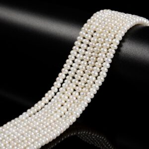 Aaa White Fresh Water Pearl Smooth Rondelle Button Beads 5mm 6mm 8mm 14.5" Strd