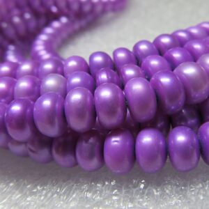 Pearl Beads 8 x 4mm Lustrous Magenta Purple Freshwater Rondelles - 8 inch Strand