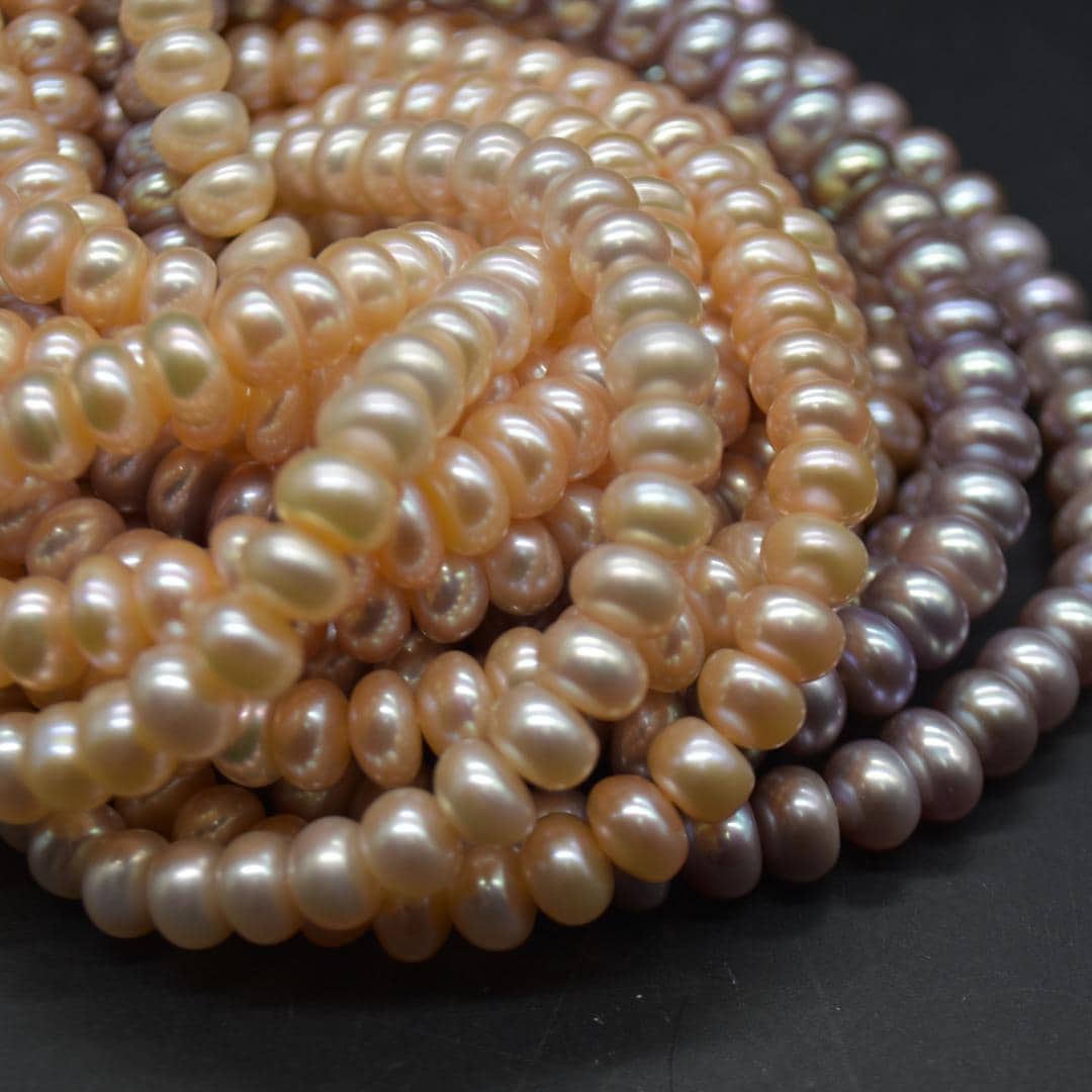 Freshwater Pearl Beads - Rondelle - Pink, Purple 6mm-8mm - 15", For Jewellery Making Freshwater Pearl Beads - Rondelle - Pink, Purple 6mm-8mm - 15", For Jewellery Making