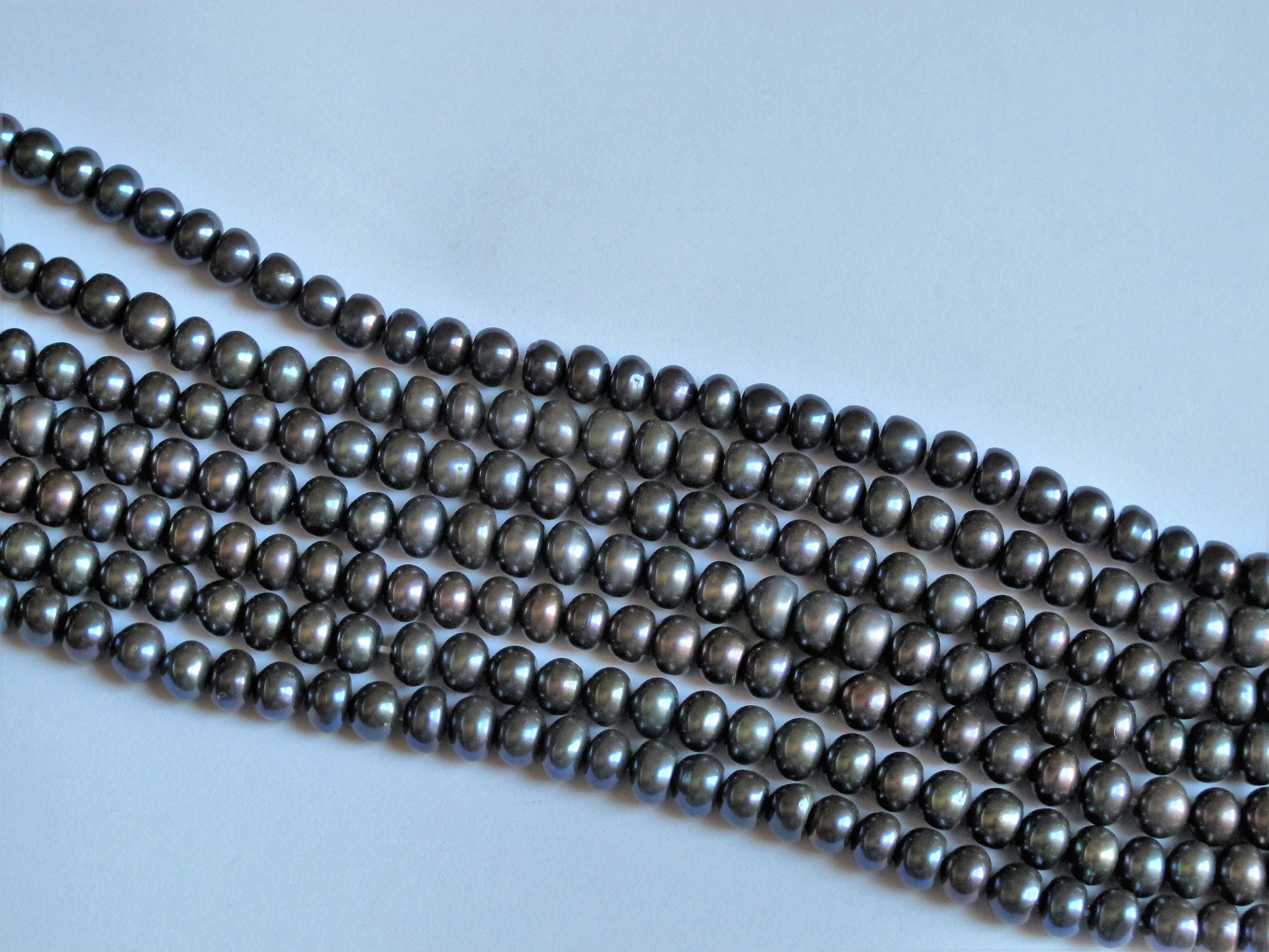 Freshwater Pearl Iridescent Blue Rondelle Beads 4x6mm, High Luster Pearl Beads. Jewelry Making Freshwater Pearl Iridescent Blue Rondelle Beads 4x6mm, High Luster Pearl Beads. Jewelry Making
