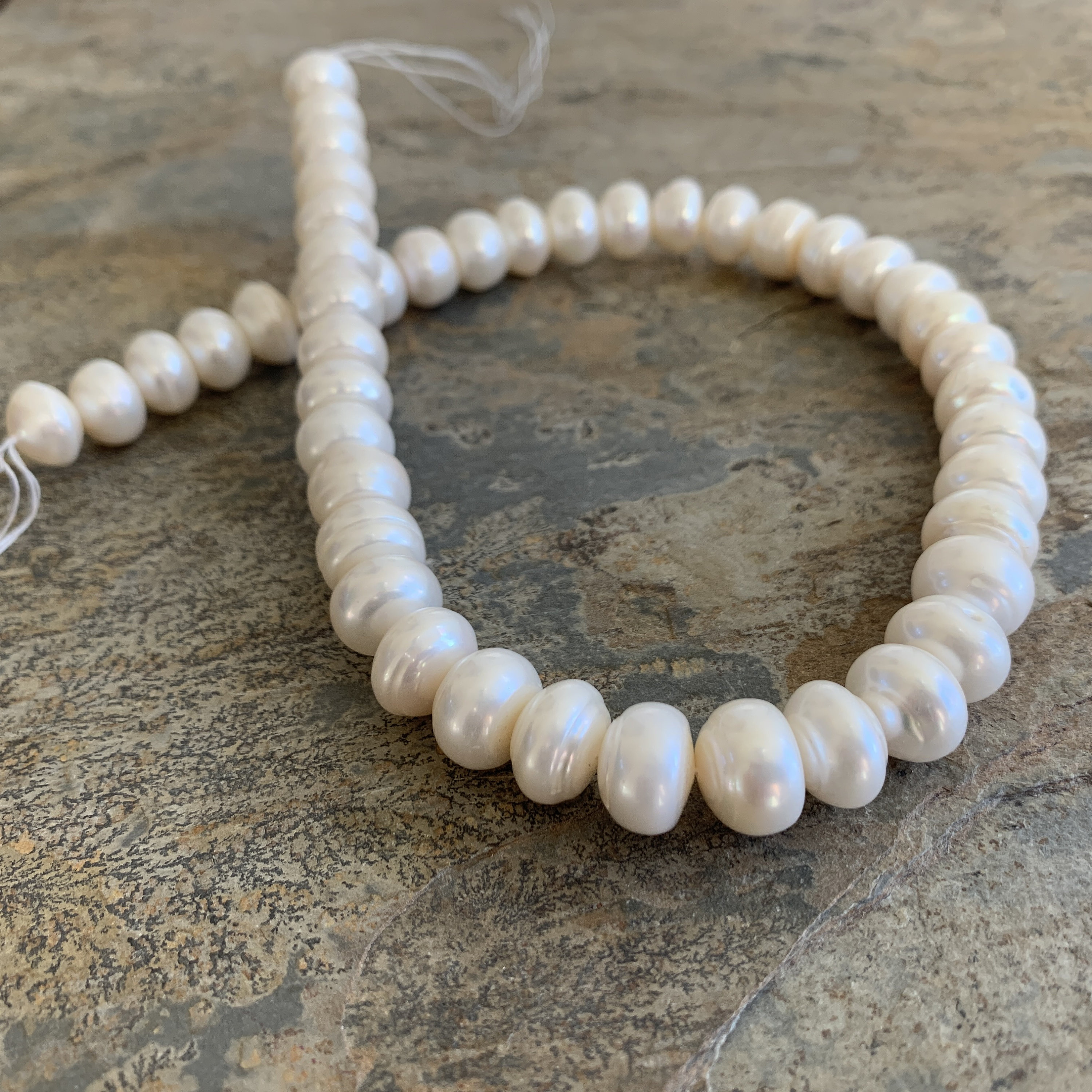 Large White Pearl Rondelles, 12 X 8mm, 16 Inch Strand Large White Pearl Rondelles, 12 X 8mm, 16 Inch Strand