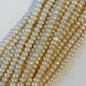 Natural Fresh Water Pearl (7-8)x(4-5)mm Rondelle Pearl Bead--15.5 inch strand