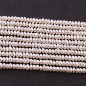 Natural Freshwater Pearl Rondelles Beads , 3-4mm White Gemstone Strand (13.5 Inch)
