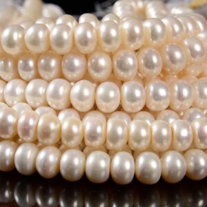 Natural Ivory white Baroque Freshwater Pearl Gemstone Grade AAA Rondelle 9X6MM 10X8MM Loose Beads (S40)