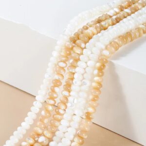 Natural Mop Shell Pearls Rondelle Shape Beads,shell Pearls Beads Wholesale Supply,one Strand 15"