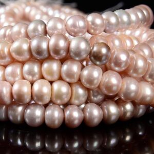 Natural Purple Peach Baroque Freshwater Pearl Gemstone Grade AAA Rondelle 9X6MM Loose Beads (S40)
