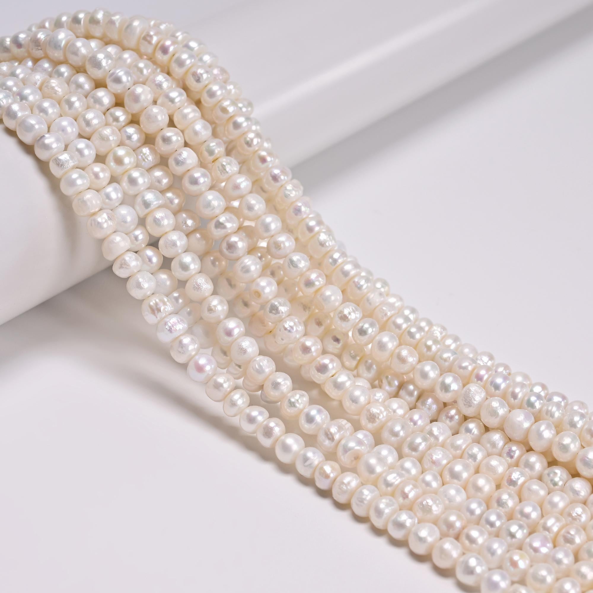 Natural White Fresh Water Pearl Rondelle Beads Size 2x3mm 3x5mm 4x6mm 15''strand Natural White Fresh Water Pearl Rondelle Beads Size 2x3mm 3x5mm 4x6mm 15''strand