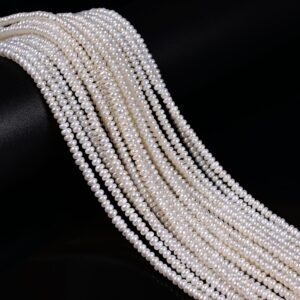 Natural White Fresh Water Pearl Rondelle Beads Size 2.5x4mm 15'' Strand