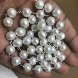 Rosary! Aaa+ Natural White Pearl 8mm W Roundel Beads/18” Smooth White Pearl Gemstone Rosary/unique Design Pearl Rosaries
