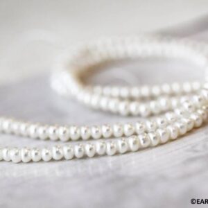 S/ Freshwater Pearl 3.5-4mm Center-drilled Rondelle Beads 16" Strand Warm White Pearl Beads For Jewelry Making 019-1039