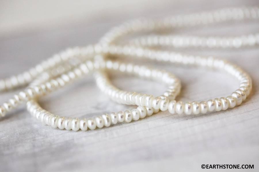 Freshwater Pearl 3.5-4mm Center-drilled Rondelle Beads 16" Strand Freshwater Pearl 3.5-4mm Center-drilled Rondelle Beads 16" Strand