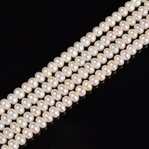 White Fresh Water Pearl Rondelle Beads Size 3x5mm 4x6mm 5x7mm 15.5'' Strand
