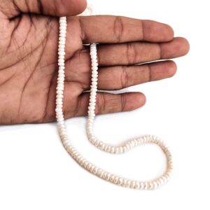 White Fresh Water Pearl Rondelles, 5mm To 5.5mm Natural Cultured Pearls, High Lustre Loose Pearls, 16 Inch Strand, Gde168