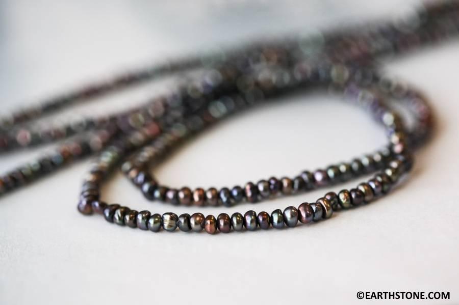 Xs/ Freshwater Pearl 3mm Center-drilled Rondelle Beads 17" Strand Enhanced Pearl For Jewelry Making 039-1064