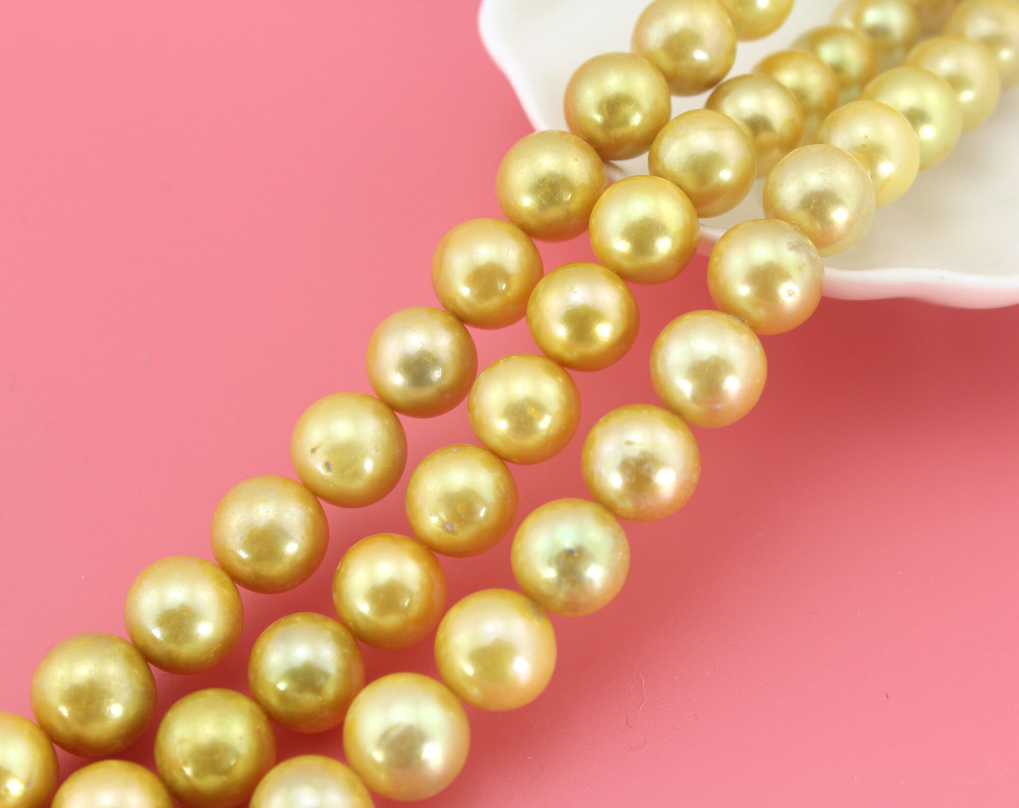 10-11mm High Luster Round Freshwater Pearl,loose Golden Potato Freshwater Pearls,wholesale Pearl S For Jewelry Making-38pcs-15.5inches