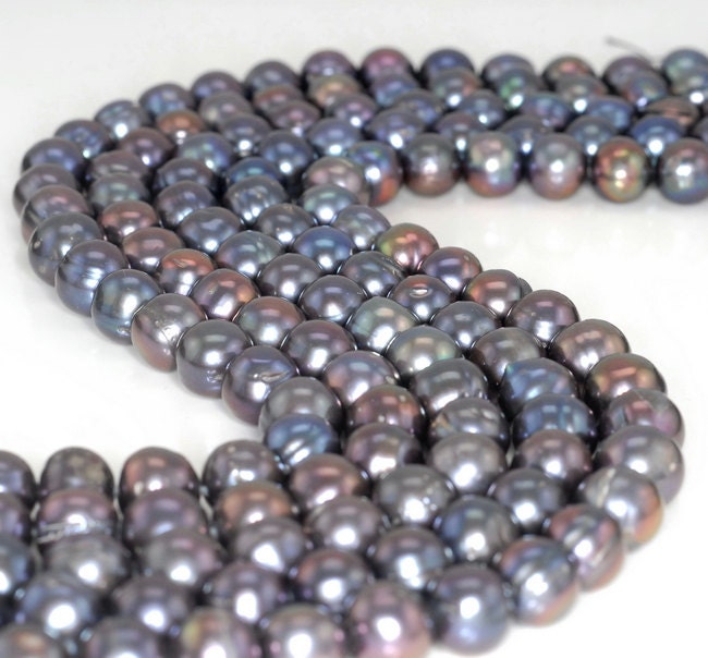 10-11mm Natural Pearl Gemstone Grey Grade Aaa Round Loose Beads 7 Inch Half Strand (90190739-b83)
