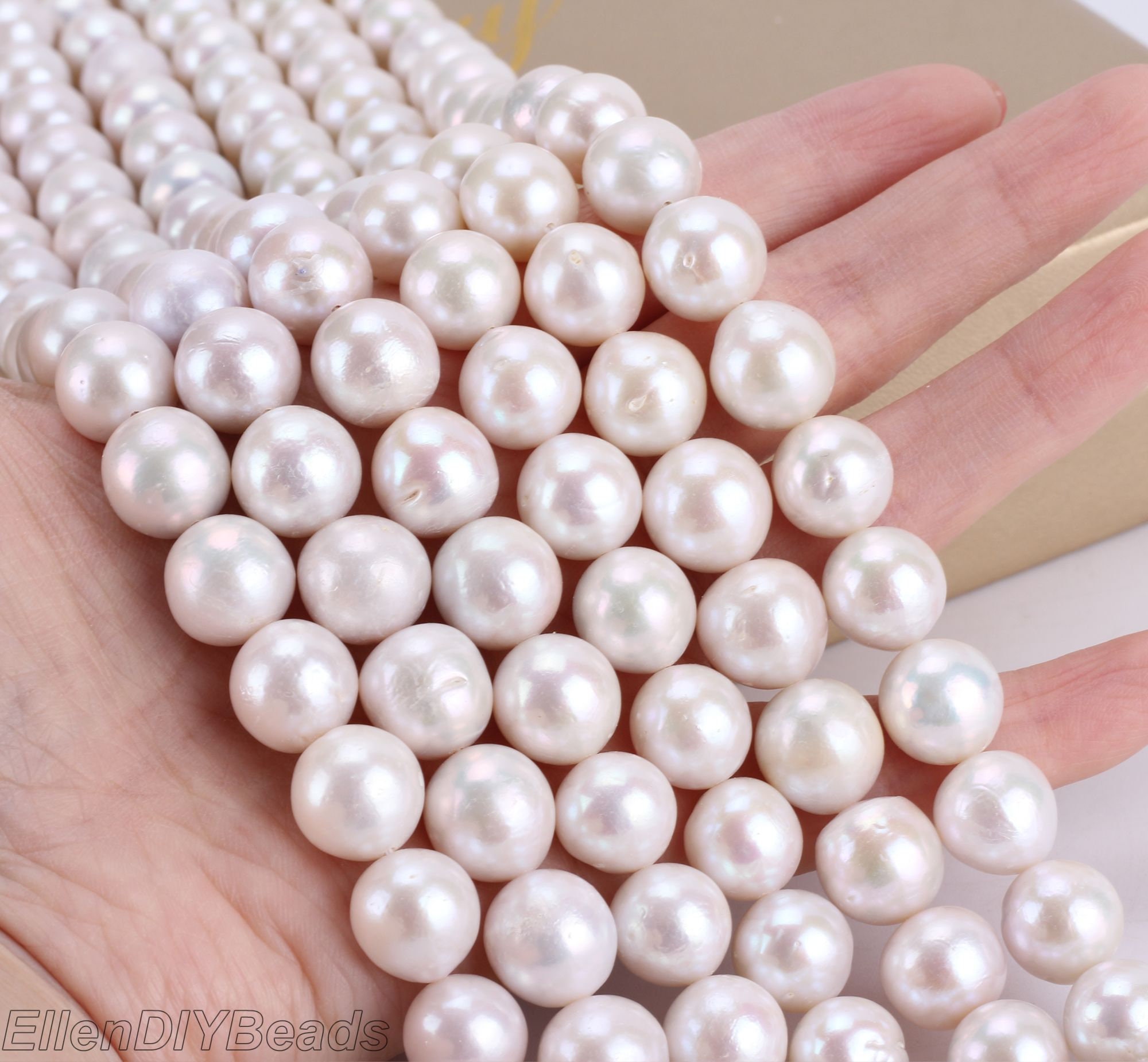 11-13mm Natural White Nucleated Freshwater Pearl Beads,high Quality Round Edison Pearl Beads,loose Beads For Jewelry Making,wholesale Pearl