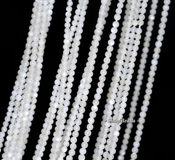 2mm Ivory Pearl Shell Gemstone, Grade A, Ivory White, Round Loose Beads 16 Inch Full Strand Lot 1,2,6,12 And 50 (90113629-107 - 2mm C)
