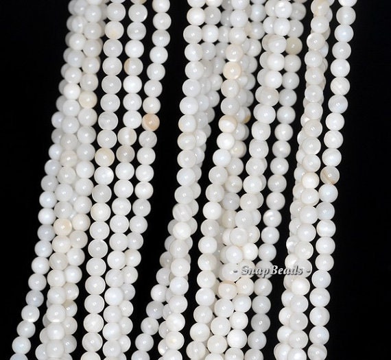 3mm Ivory Pearl Shell Gemstone Grade A Round 3mm Loose Beads 16 Inch Full Strand (90113619-107 - 3mm D)