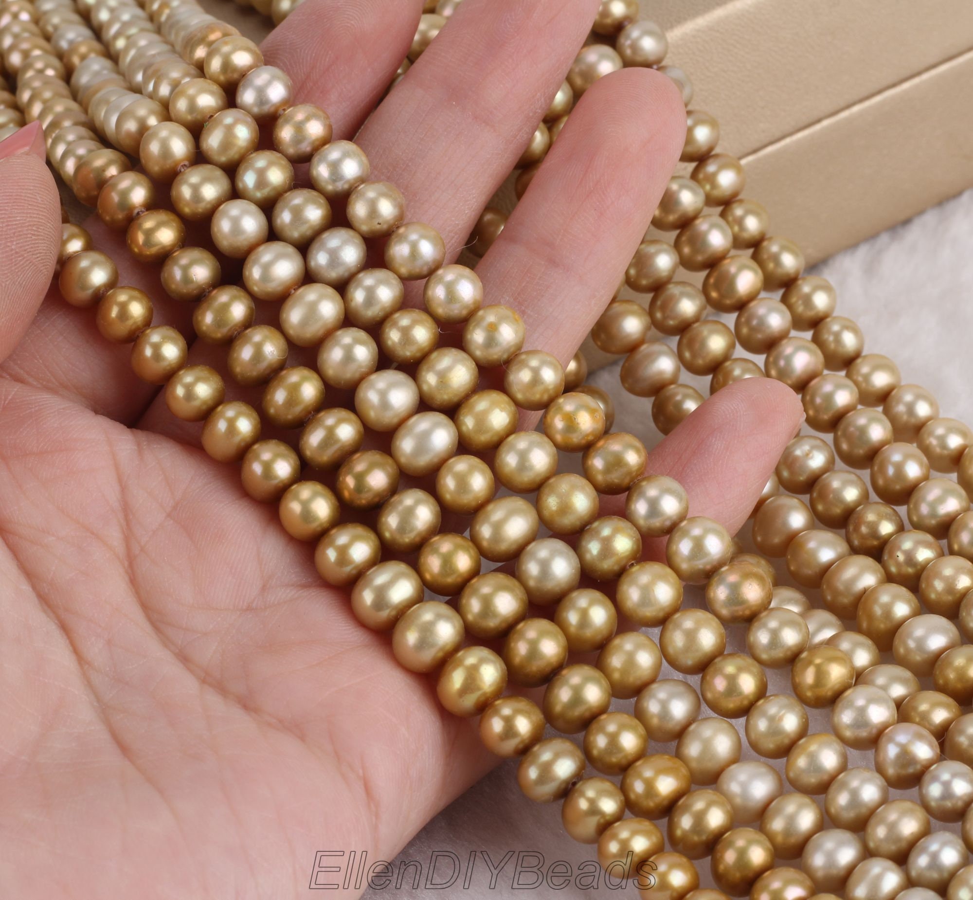 6-7mm High Quality Pretty Champagne Color Pearl Beads, Near Round Shape Freshwater Pearl Beads, Wholesale Pearls, Wedding Gifts--15-16inches 6-7mm High Quality Pretty Champagne Color Pearl Beads, Near Round Shape Freshwater Pearl Beads, Wholesale Pearls, Wedding Gifts--15-16inches