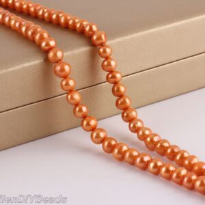 7-8mm Round pearl beads,Freshwater Round Pearl Beads,Orange pearl beads,Loose Pearl Beads,Jewelry Making Pealrs-15inches--BHY003-3 7-8mm Round pearl beads,Freshwater Round Pearl Beads,Orange pearl beads,Loose Pearl Beads,Jewelry Making Pealrs-15inches--BHY003-3
