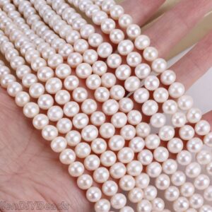 7-8mm Natural White Nucleated Freshwater Pearl Beads, High Quality Round Edison Pearl Beads,loose Beads For Jewelry Making,bhy003-14