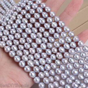 7-8mm Sliver Nucleated Freshwater Pearl Beads, High quality Round Edison Pearl Beads,Loose Beads For Jewelry Making,15.5 inches-AK001 7-8mm Sliver Nucleated Freshwater Pearl Beads, High quality Round Edison Pearl Beads,Loose Beads For Jewelry Making,15.5 inches-AK001