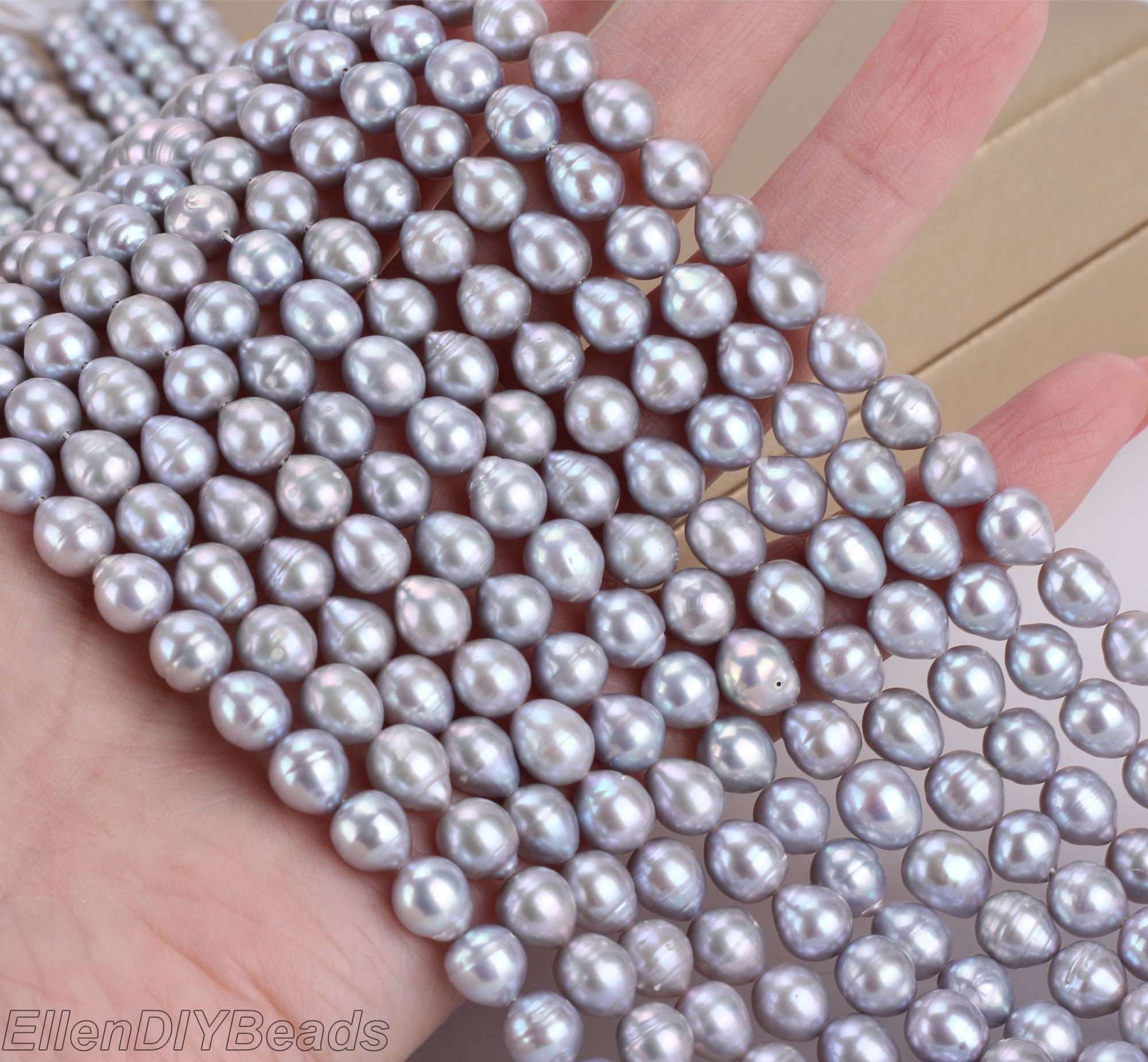 7-8mm Sliver Nucleated Freshwater Pearl Beads, High Quality Round Edison Pearl Beads,loose Beads For Jewelry Making,15.5 Inches-ak001