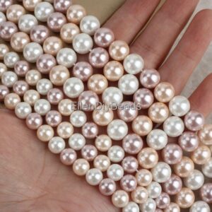 8mm Shell Pearl Beads: Multi-Colored Round Beads, 15 Inch Strand