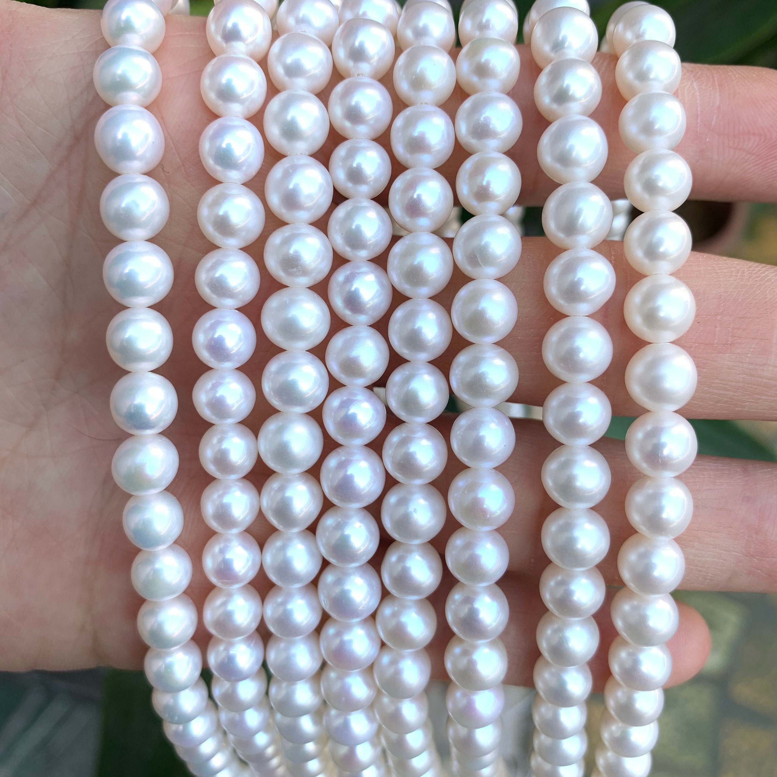 Aaaa 6~7mm Round Pearl Beads, Bright Polish White Freshwater Pear Beads, Natural Freshwater Round Beads, Top Quality Pearl Beads, Loose Pearl.