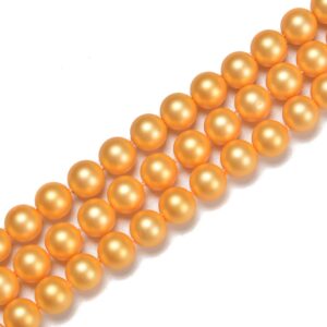 Bright Gold Shell Pearl Matte Round Beads Size 6mm 8mm 10mm 15.5'' Strand Bright Gold Shell Pearl Matte Round Beads Size 6mm 8mm 10mm 15.5'' Strand