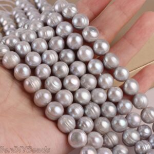 Gray Freshwater Pearl Strand: 10-11mm Round Baroque Beads, 15 Inches