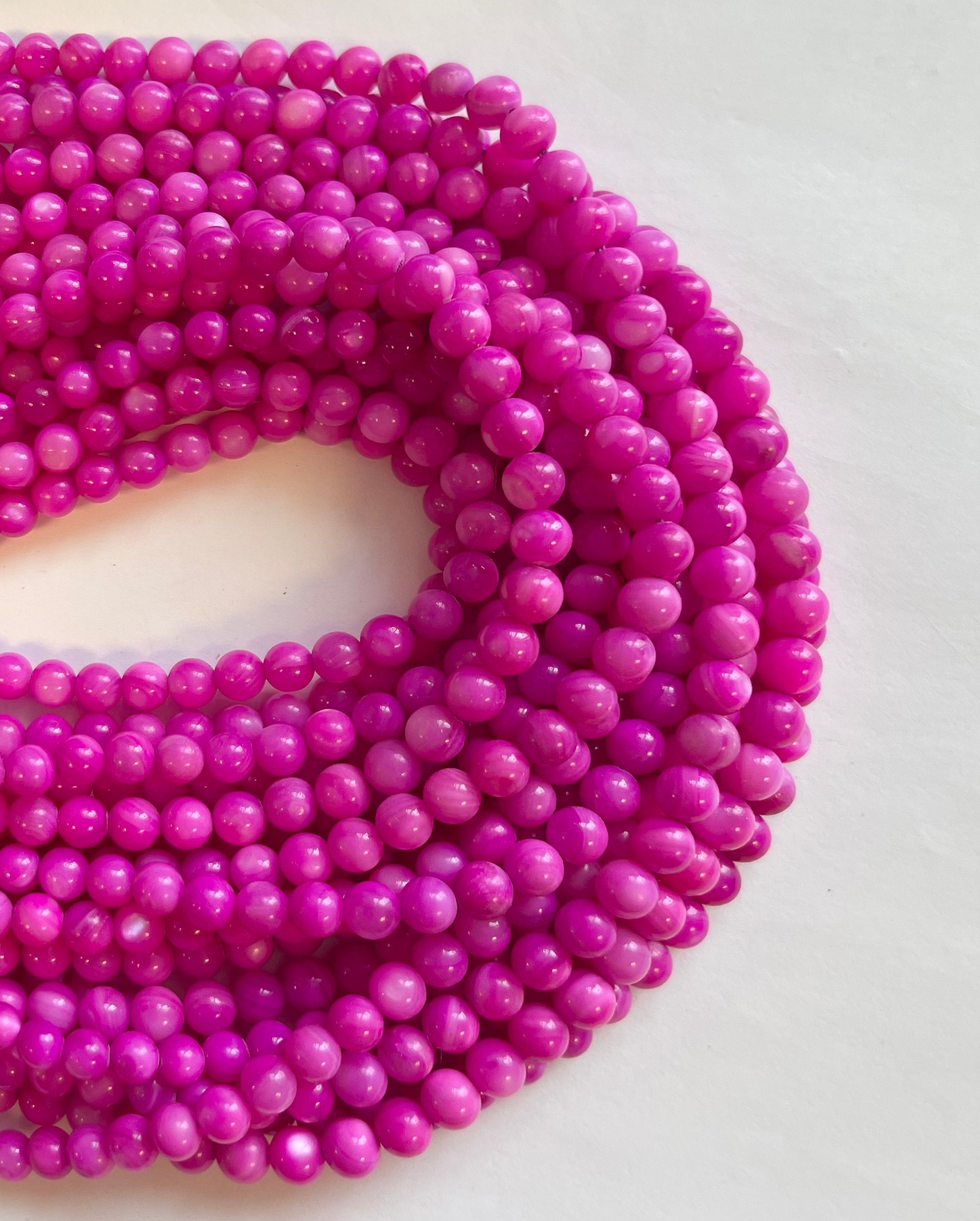 Monther Of Pearl 5mm Round Gemstone Bead--15.5 Inch Strand