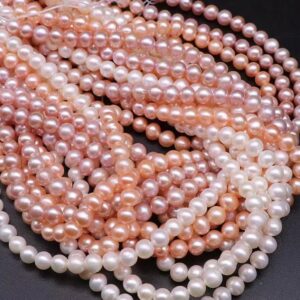 Natural Freshwater Pearls Nearly Round Beads,jewelry Making Diy Pearls Beads Supply,one Strand 15" Natural Freshwater Pearls Nearly Round Beads,jewelry Making Diy Pearls Beads Supply,one Strand 15"