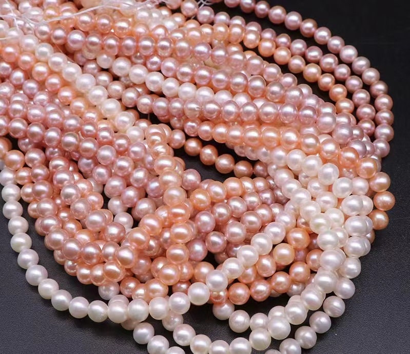 Natural Freshwater Pearls Nearly Round Beads,jewelry Making Diy Pearls Beads Supply,one Strand 15"