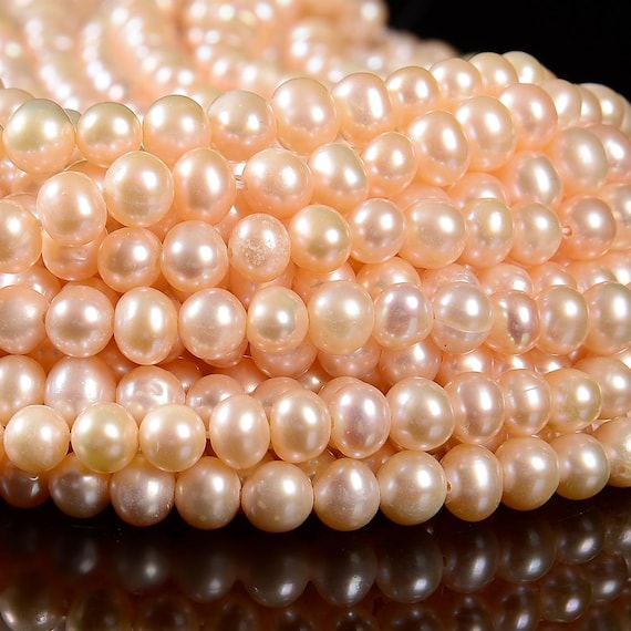 Natural Peach Baroque Freshwater Pearl Gemstone Grade Aa Potato Round 7mm 8-9mm 9-10mm 10-11mm Loose Beads Bulk Lot 1,2,6,12 And 50 (s39)