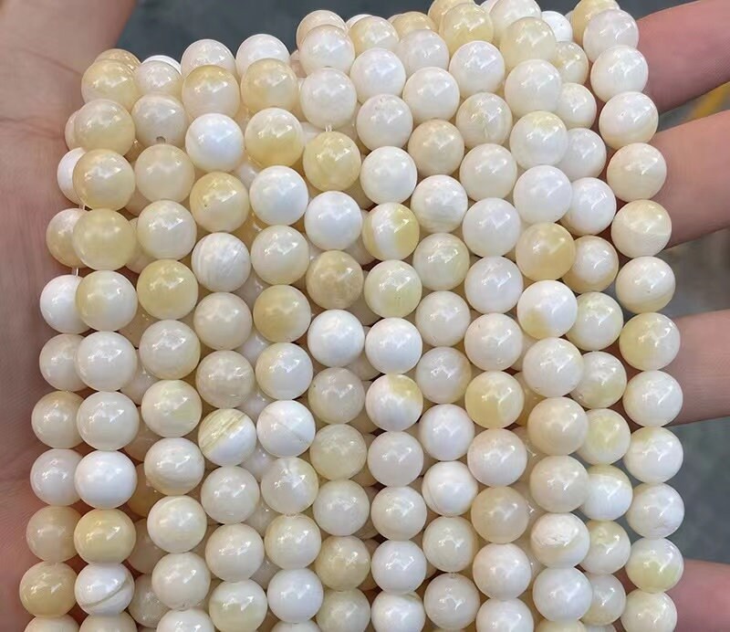 Natural  Shell Pearls Smooth Round Beads,4mm 6mm 8mm 10mm 12mm  Shell Pearls Beads Wholesale Supply,one Strand 15"