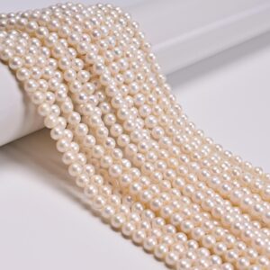 Natural White Fresh Water Pearl Smooth Round Beads Size 5mm 6mm 15.5" Strand Natural White Fresh Water Pearl Smooth Round Beads Size 5mm 6mm 15.5" Strand