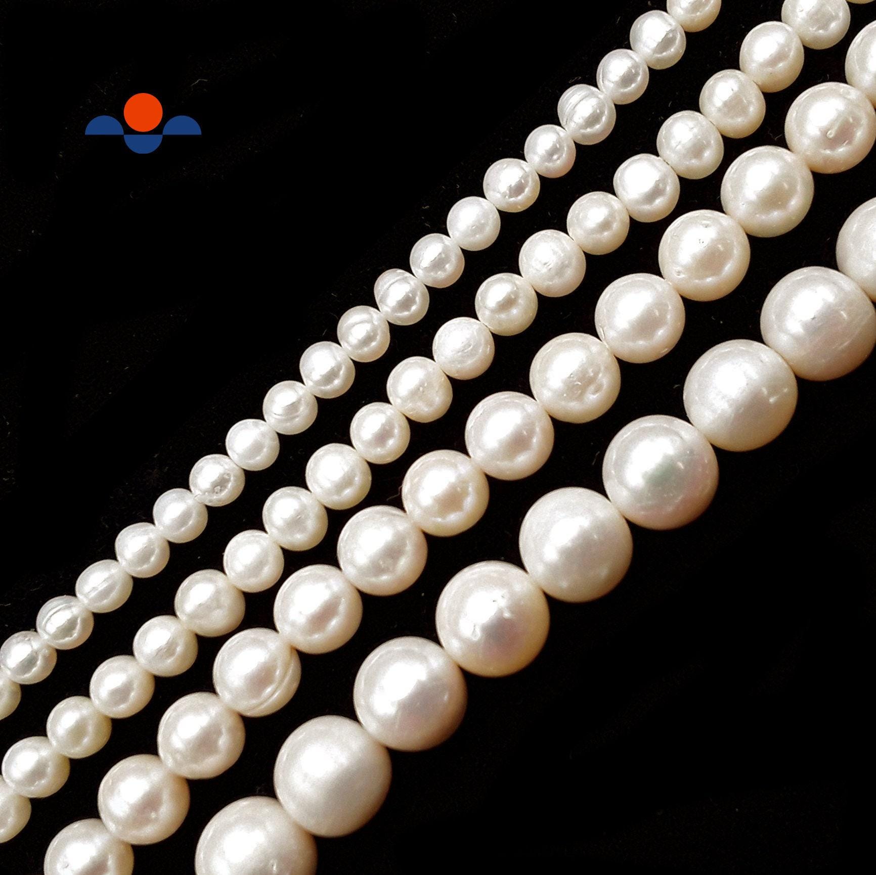 White Fresh Water Pearl Off Round Potato Beads 5-5.5mm 6mm 8mm 10mm 15.5" Strand