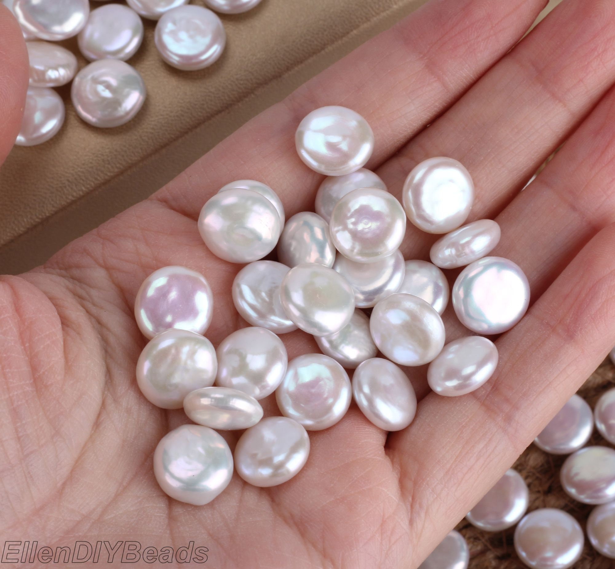 11x11mm Good Quality Natural Coin Shape White Freshwater Pearls, Loose Freshwater Cultured Pearls, Genuine Lustrous Pearls-wh0010