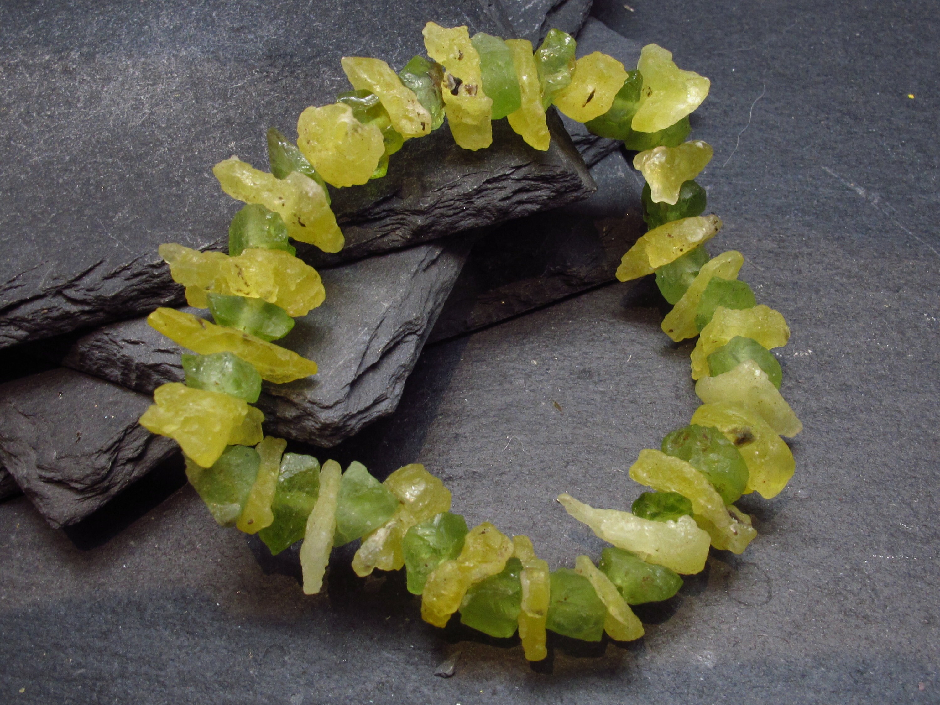 Peridot & Brucite Genuine Bracelet ~ 7 Inches  ~ 12mm Crystal Beads