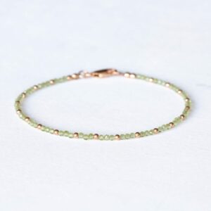 Dainty Peridot Bracelet: Sterling Silver, Yellow or Rose Gold Filled