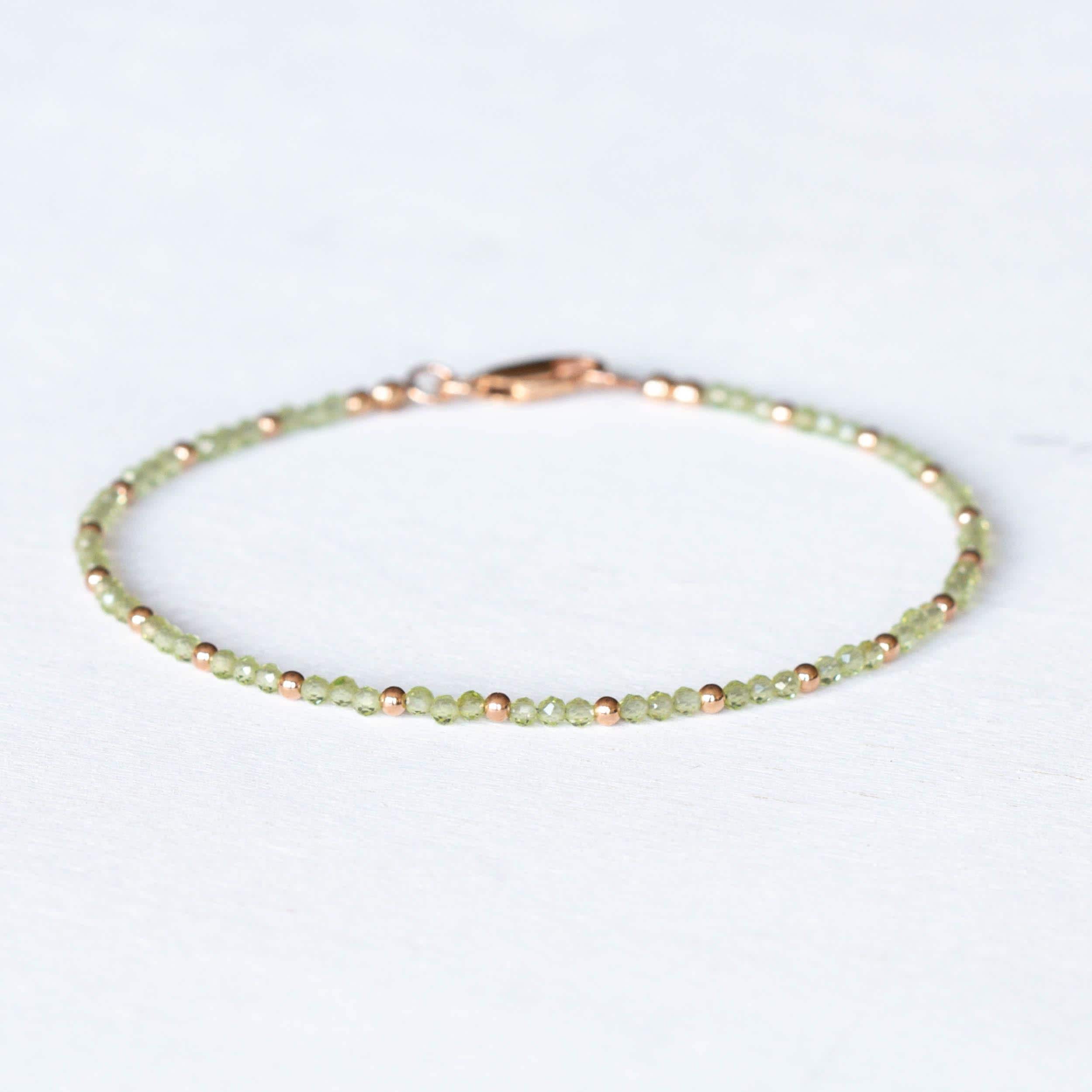 Dainty Peridot Bracelet: Sterling Silver, Yellow Or Rose Gold Filled