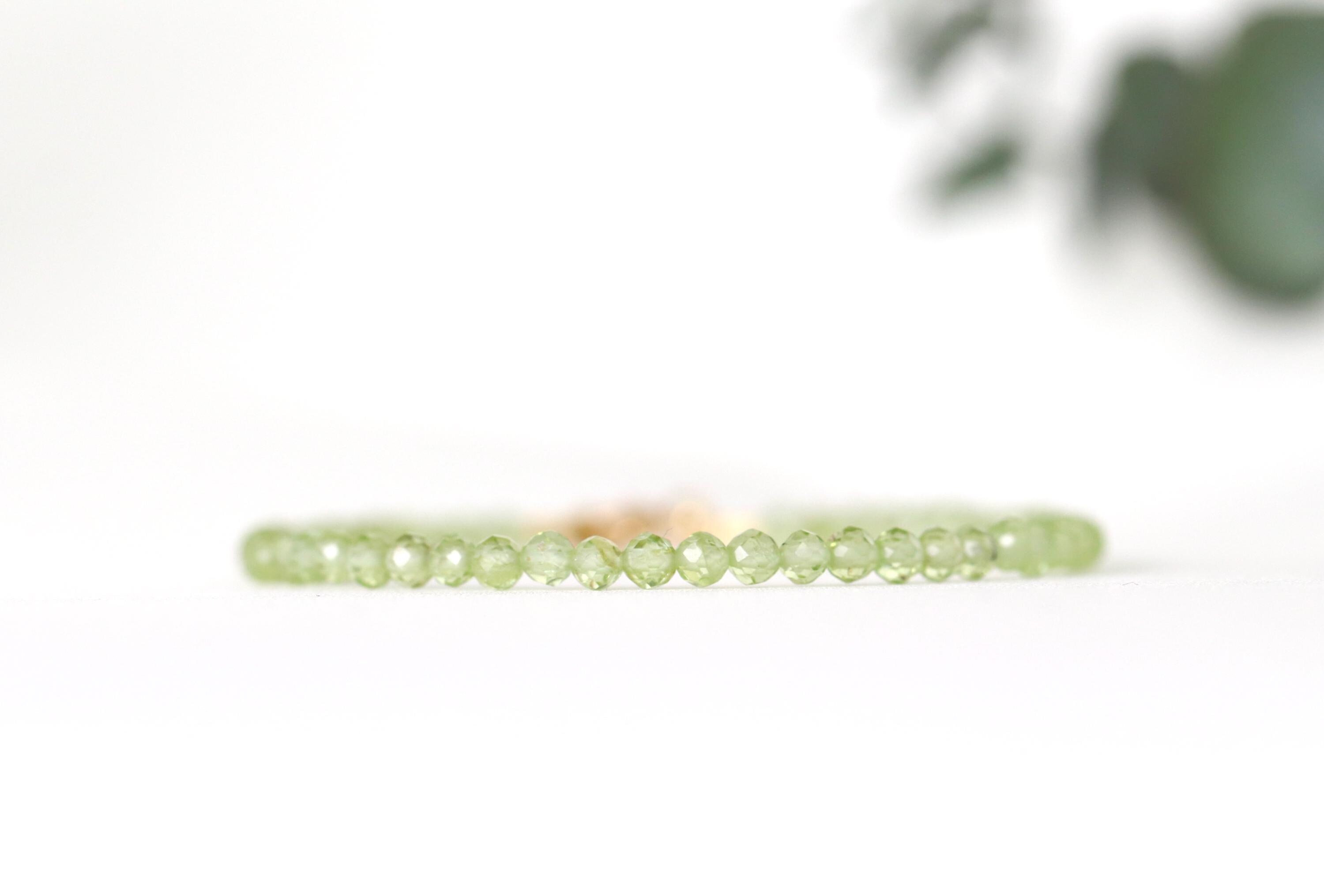 Delicate Peridot Bracelet 3mm, High-quality Peridot Jewelry, August Birthstone Gift, Green Crystal Gemstone Bracelet