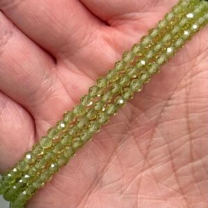 Faceted Peridot Bracelet | 3mm | - No. 656 (polished Green Crystal Jewelry, Heart Chakra, Love)