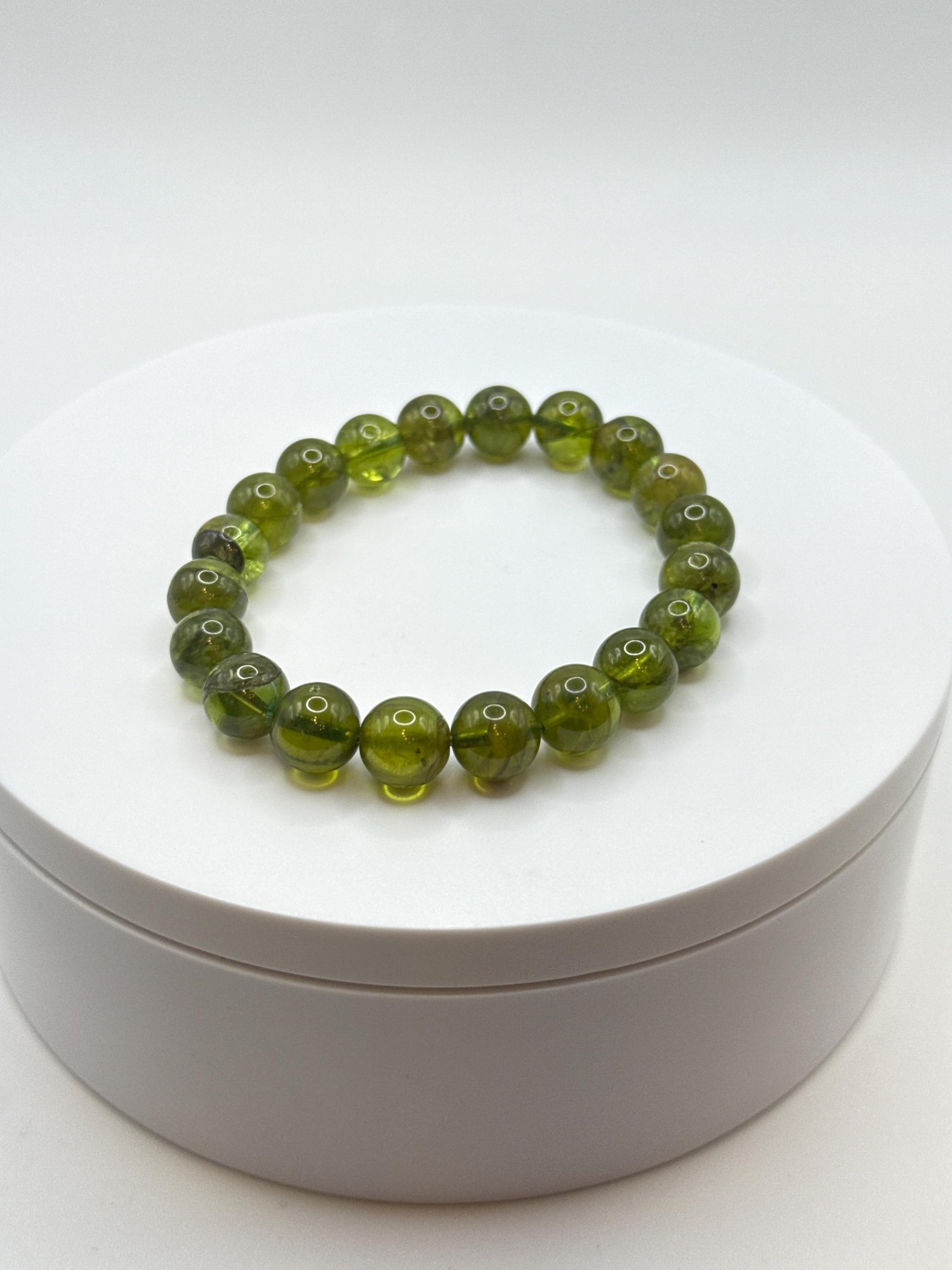 Green Peridot Beaded Bracelet | August Birthstone, Healing Crystal