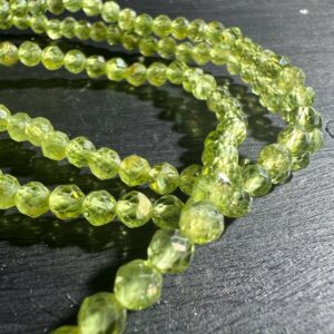 Green Peridot Bracelet , Dainty Faceted 4mm Beads , August Birthstone, Heart Chakra