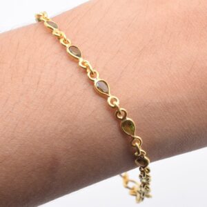 Handmade Peridot Teardrop Bracelet: Solid Gold 9k/14k/18k Adjustable Gemstone, August Birthstone Handmade Peridot Teardrop Bracelet: Solid Gold 9k/14k/18k Adjustable Gemstone, August Birthstone