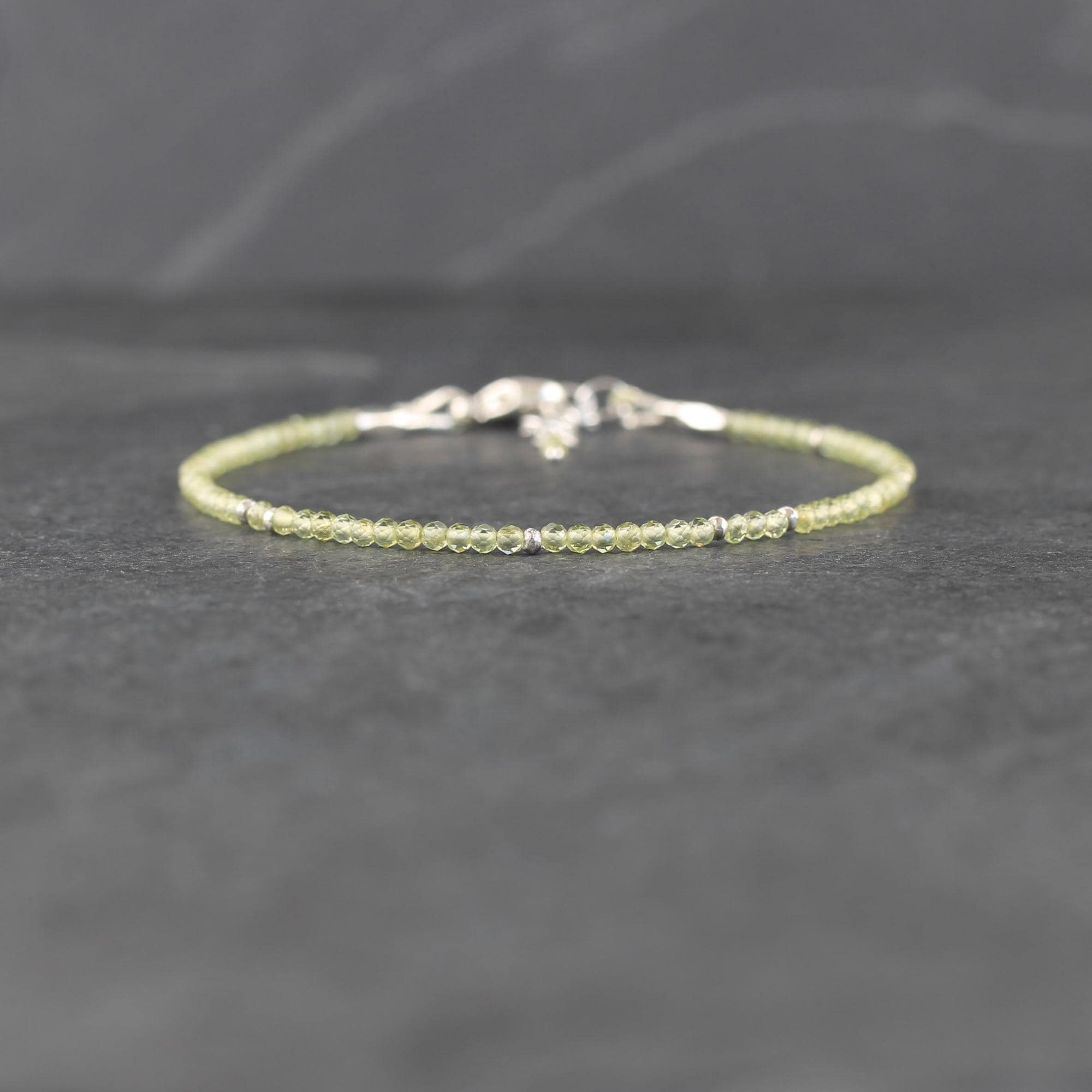 Peridot Bracelet In Sterling Silver, Gold Or Rose Gold Filled, Dainty Natural Gemstone Jewellery