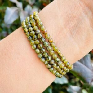 Mini Peridot Crystal Bracelet: Olivine Green Dark Natural Peridot Gemstone Jewelry Minimalist (5-7.5" wrist) Mini Peridot Crystal Bracelet: Olivine Green Dark Natural Peridot Gemstone Jewelry Minimalist (5-7.5" wrist)